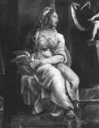 Eine der zwei Tugenden um Papst Leo I. den Großen (ca. 390-461), Raphael-Räume (Detail)