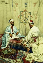 Araber spielen Backgammon im Inneren