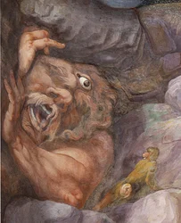 Detail des Zyklopen, aus der Zerstörung der Riesen durch Jupiters Blitze, Sala dei Giganti, 1536