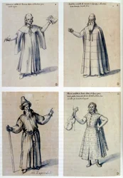 Kostümentwurf für klassische Figuren, 16. Jahrhundert