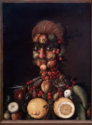 Menschliche Figur aus Früchten und Gemüse