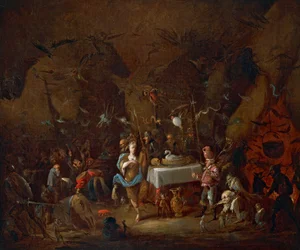 Hexentreffen, von Giuseppe Bernardino Bison, Öl auf Leinwand, Italien