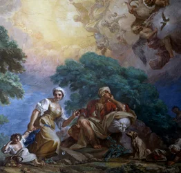 Heimsuchung, von Giuseppe Bonito, Fresko, Königspalast von Portici, Kampanien, Italien