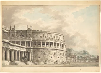 Architektonische Fantasie eines prächtigen antiken Mausoleums