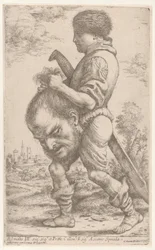David trägt den Kopf von Goliath, den er an den Haaren hält