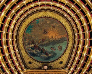 Decke des Teatro San Carlo (Königliches Theater des Heiligen Karl), Neapel, Kampanien, Italien