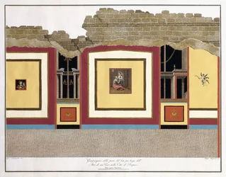 Der größte Teil der längsten Wand eines Atriums von Pompeji