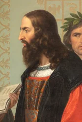 Der Hof von Ludovico il Moro, Detail mit Leonardo Da Vinci