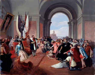 Andrea Doria lehnt die Krone von Genua ab, von Giuseppe Isola, ca. 1868