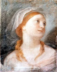 Studie des Kopfes einer jungen Frau mit roten Haaren
