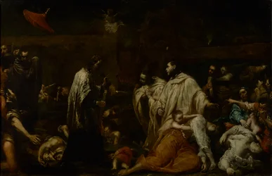 Der selige Bernard Tolomei bittet um das Ende der Pest in Siena, ca. 1735