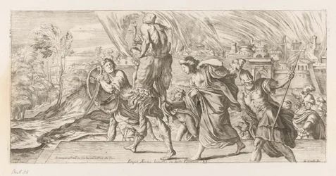 Aeneas flieht mit seiner Familie aus Troja