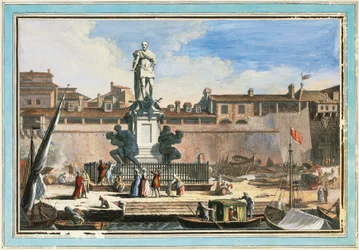 Ansicht von Livorno: Quattro Mori Denkmal, Illustration von Giuseppe Maria Terreni