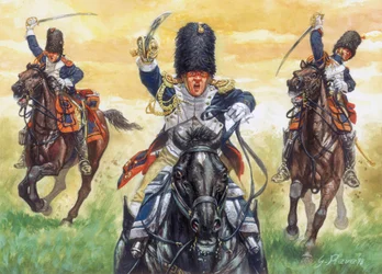 Erstes Kaiserreich: Der Angriff der Grenadiere zu Pferd der Kaiserlichen Garde Napoleons I. in der Schlacht von Eylau am 8.02.1807