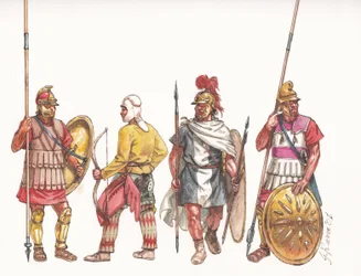 Makedonische Armee Phalangitis Pikeman Bogenschütze und persischer Söldner