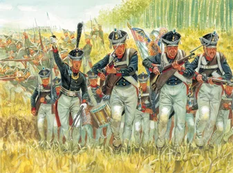 Russlandfeldzug: russische Linieninfanterie gegen die Armee von Napoleon I. im Jahr 1812