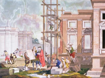 Architektur, aus einer Serie von vier zur Darstellung der Schönen Künste, ca. 1780