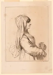 Frau mit einem Rosenkranz