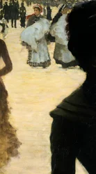 Rückkehr aus dem Bois de Boulogne, Dame mit Hund (Detail)