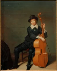 Bildnis eines sitzenden Musikers mit seiner Viola da Gamba