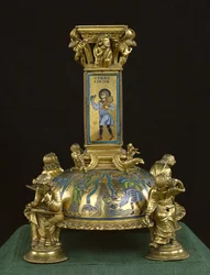 Sockel des Kreuzes von St. Bertin, aus der Abtei Saint-Bertin, ca. 1180