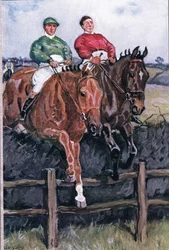 Wie wir den Favoriten schlugen: Hals an Hals, aus Gedichten von Adam Lindsay Gordon, veröffentlicht von T. N. Foulis, 1912