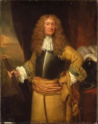 Henry, 3. Lord Arundell von Wardour, hält einen Stab als Master of the Horse, ca. 1680