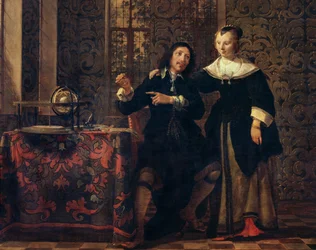 Der Astronom und seine Frau, Gemälde von Gonzales Coques (ca. 1614-1684)