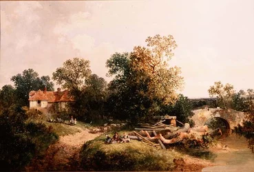 Kinder an einem Bach