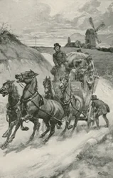 Eine Postkutsche in alten Zeiten