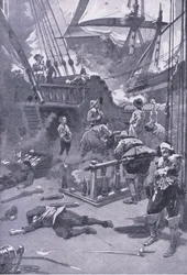 Die Schlacht von Camperdown, 29.-31. Juli 1653, Illustration aus British Battles on Land and Sea, 1915