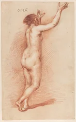 Stehende Frau mit erhobenen Armen