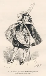 Hund mit Chic. Vignetten illustriert von JJ Granville. Gravur signiert Tamisier im Teil "Le premier feuilleton de Pistolet" geschrieben von Jules Janin in "Scènes de la vie privée et publique des animaux". Paris, J. Hetzel et Paulin