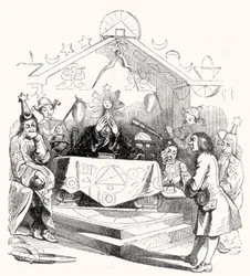 Gulliver vor dem König von Laputa