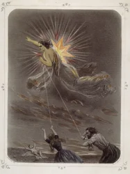 Sterne: Frau, die "Der böse Stern" (das Unglück) darstellt - von Grandville