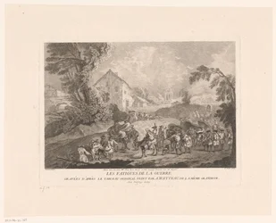 Landschaft mit vorbeiziehender Soldatengruppe