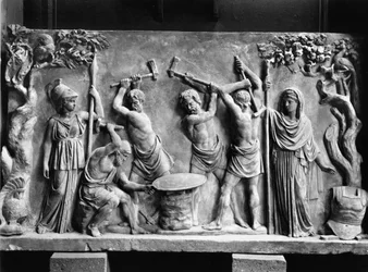 Hephaistos und die Kyklopen schmieden den Schild des Achilleus