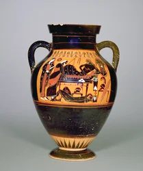 Amphora mit Darstellung von Priamos und Achill, ca. 550 v. Chr.