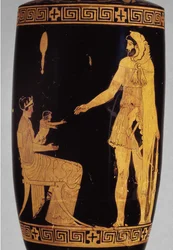 Attische rotfigurige Lekythos, die Herakles darstellt (Detail)