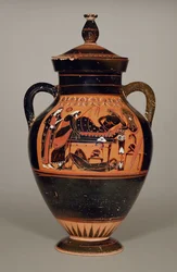 Bauchamphora, Darstellung von Priamos und Achilleus, ca. 550 v. Chr.
