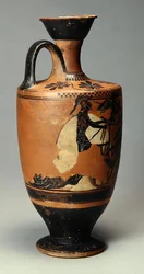 Lekythos mit Achilles und dem Körper von Hector, aus Athen, 510-500 v. Chr.