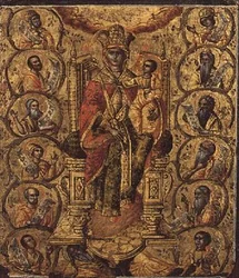Christus im Weinstock, Teil eines Diptychons von den Ionischen Inseln (Öl auf Holz)