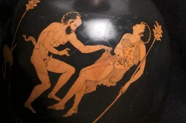 Detail einer rotfigurigen squat lekythos (Terrakotta)