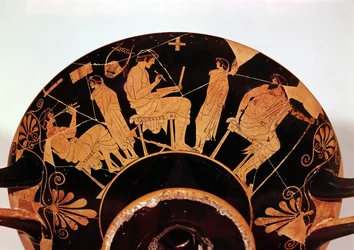 Meister und Schüler an der Athener Schule, Rotfiguriges Gefäß