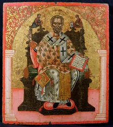 Der heilige Nikolaus auf dem Thron, Ikone aus Thessaloniki