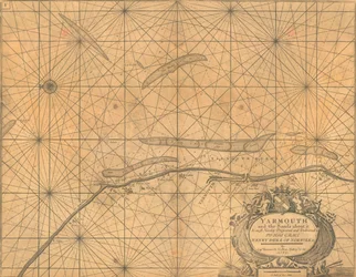 Karte von Yarmouth und den umliegenden Sandbänken, ca. 1700