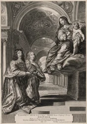 Das Gelübde Ludwigs XIII. (Ludwig XIII. und seine Gemahlin Anna von Österreich vertrauen der Jungfrau den neuen Prinzen und die Krone an)