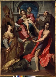 Jungfrau mit Kind und den Heiligen Franz von Assisi, Johannes der Täufer, Margarete von Antiochia und Gregor der Große