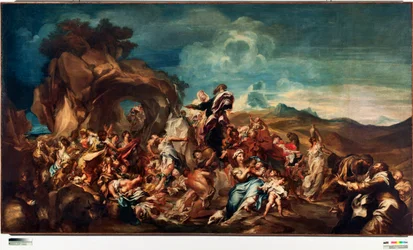 Moses schlägt Wasser aus dem Felsen