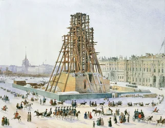 Die Alexander-Säule im Gerüst, 1833